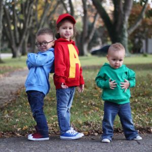 chipmunk trio adorable kids costumes handmade costume diy alvin and the chipmunks toddlers costume halloween cuties mixed kids
