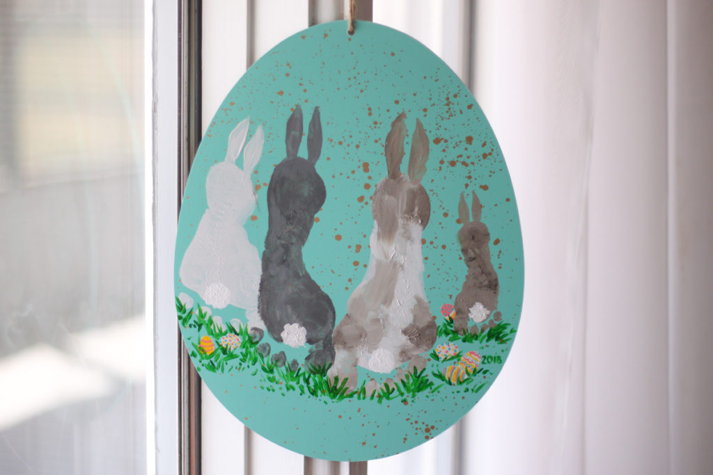 Bunny Footprint Decoration – Easter Egg Decor Craft for Babies or Toddlers – This painting project with kids is perfect for creating sweet memories to enjoy year after year