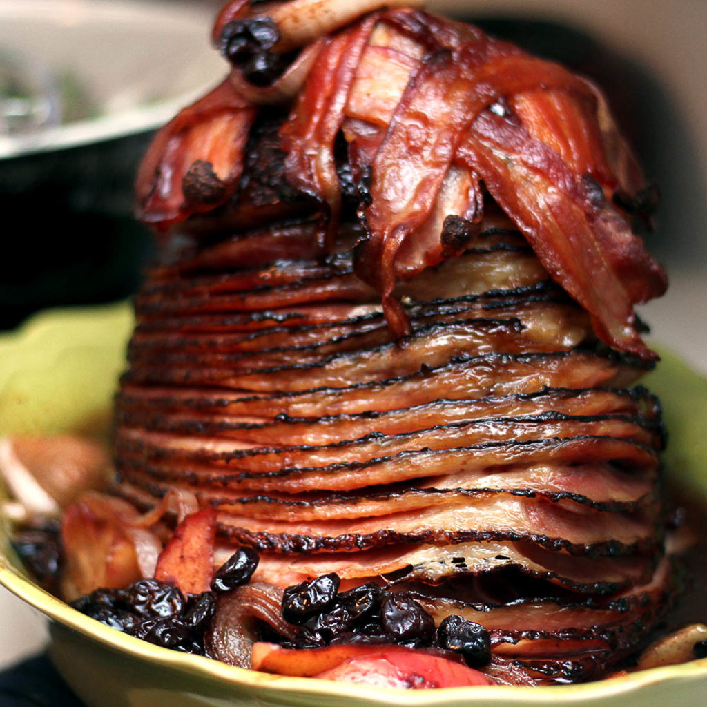 Apple Cherry Glazed Holiday Ham - Perfect recipe for Christmas Easter and Thanksgiving dinner - Spiral cut ham recipe with glaze - Midkid Mama Blog