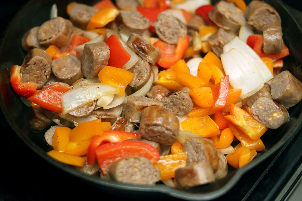 Easy Family Dinner - Sausage Bell Pepper Skillet - MidKid Mama