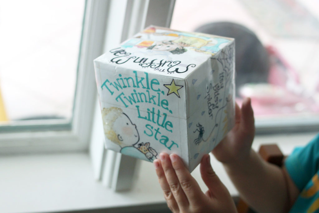 Nursery Rhyme Cube Game - School Ideas for Preschool and Kindergarten class rooms or home school activities - MidKid Mama Blog