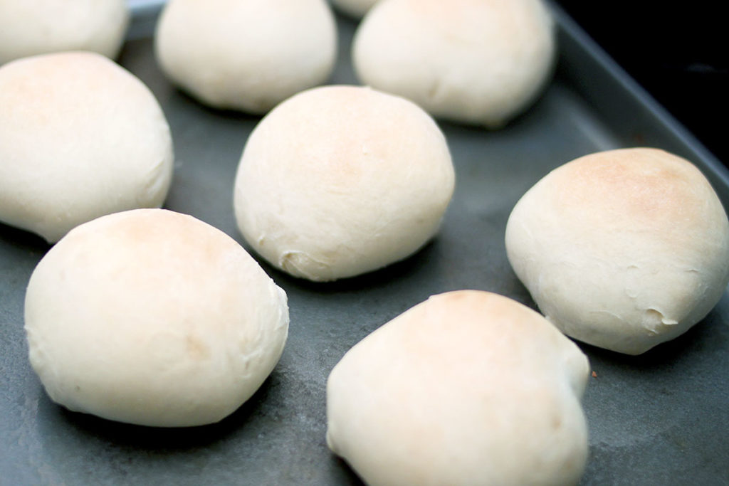 Tray of baked homemade rolls