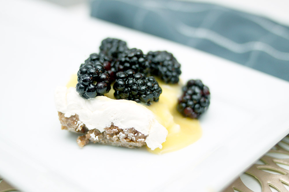 Blackberry Lemon Gingersnap cheesecake dessert recipe for the holidays