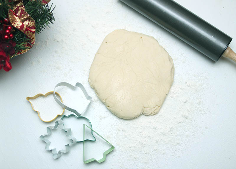 Rolling out dough for Christmas cookies