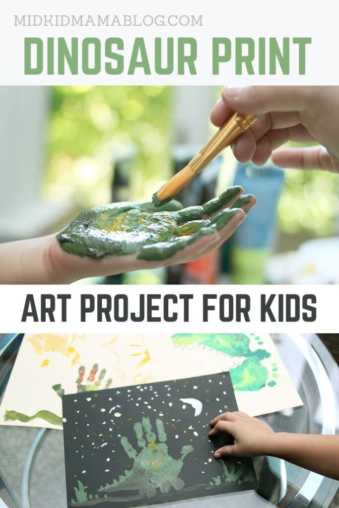 Preschool art project dinosaur handprint educational project for toddlers and kids