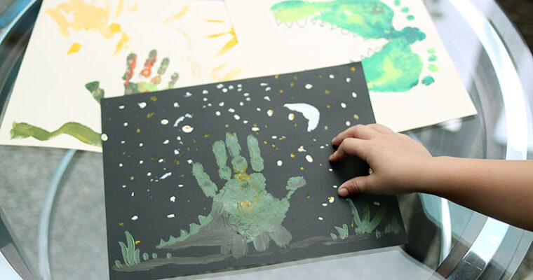 Dinosaur Kids Craft with Handprints and Footprints